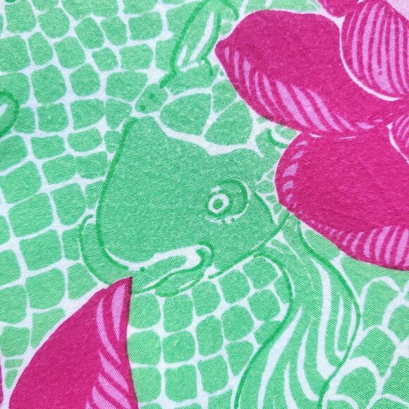 Lilly Pulitzer Dress Size 2 Green Pink Koi Fish Lotus Blossom Flower Shift - Picture 4 of 11